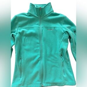 Columbia Jacket Women Large Blue Teal Full Zip Fleece Hiking Outdoors *
